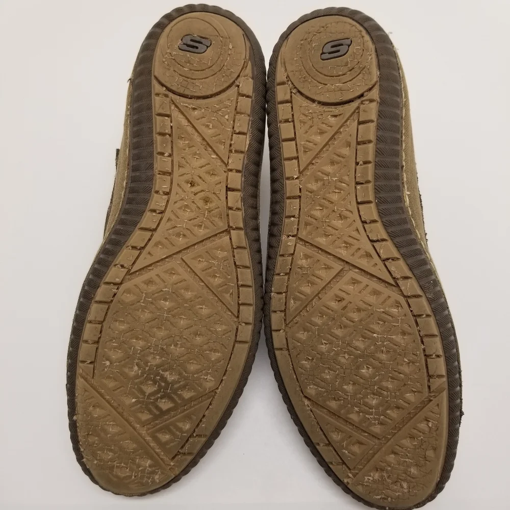 Sketchers Mens Size 10.5 Tan/Brown Textile Canvas Upper Loafer Lace Up Slip On